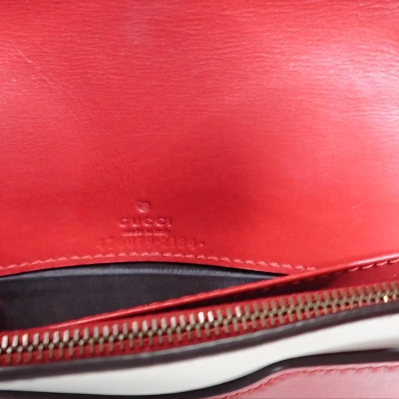 Gucci Bee Crossbody Chain Clutch Bag With Dust Bag Red White Blue Leather - Picture 8 of 9